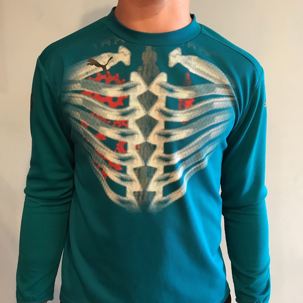 Puma Teal Skeleton Graphic Kids Shirt